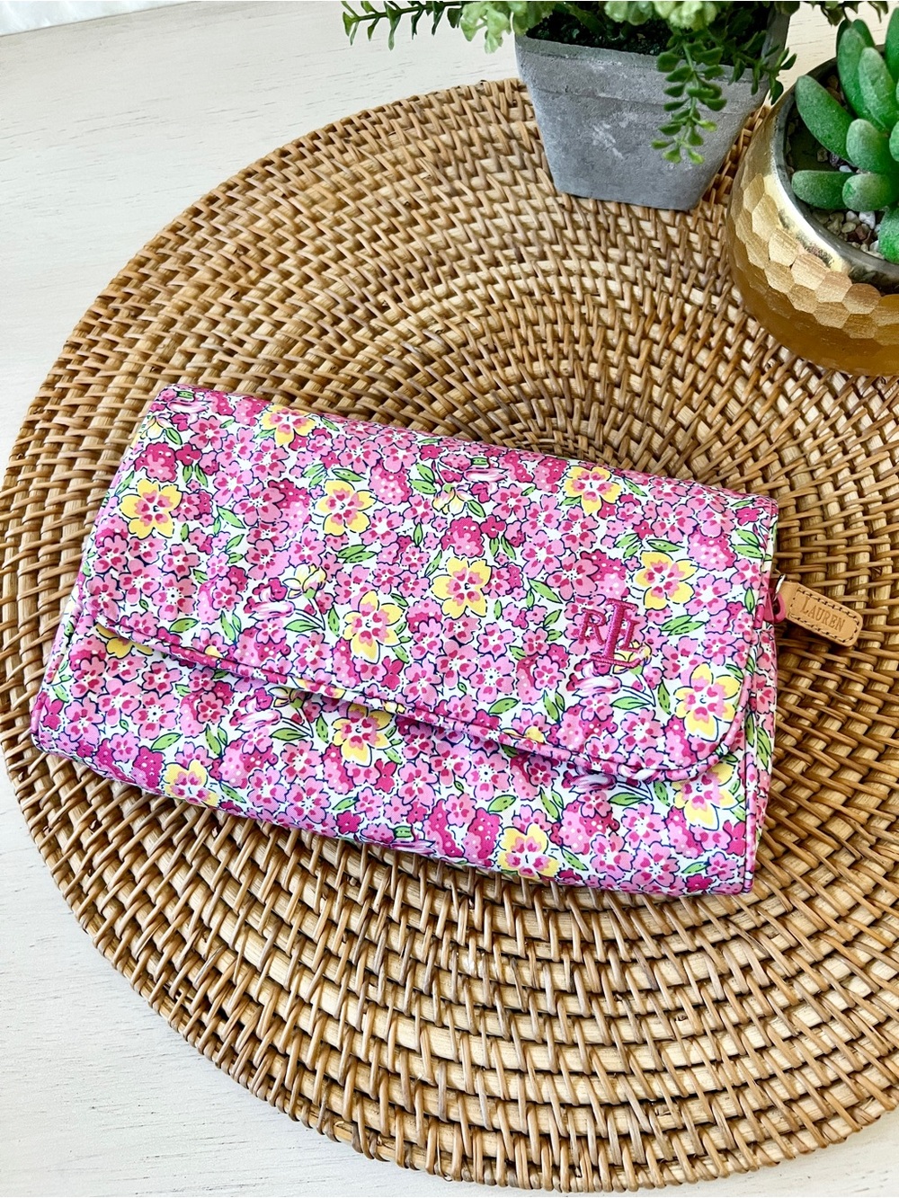 Ralph Lauren Pink Floral Makeup Bag
